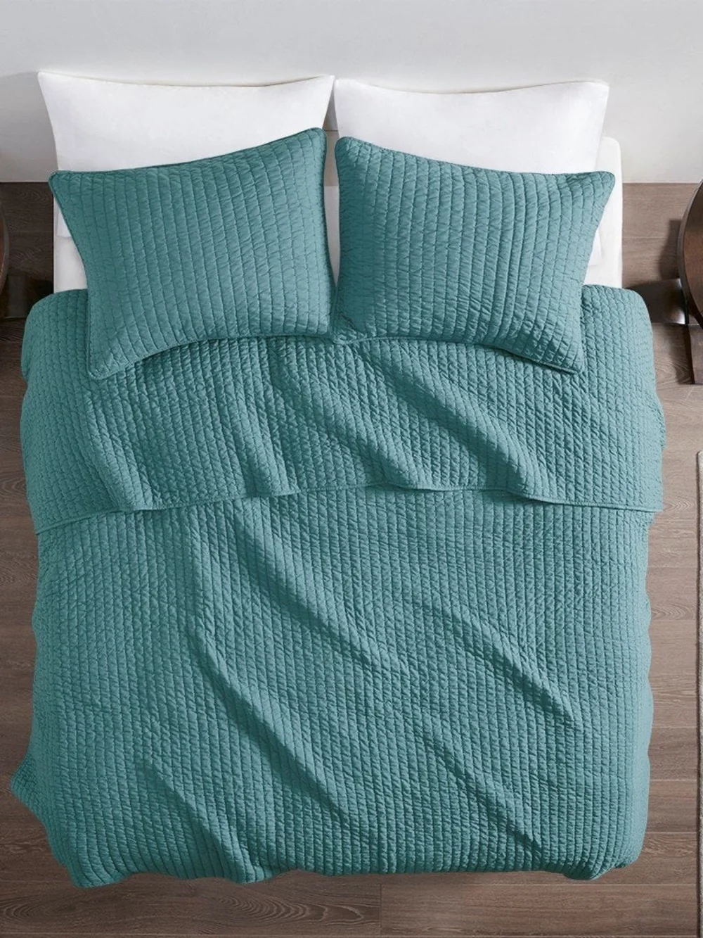 Madison Park Keaton King Cal King Teal Quilt Set